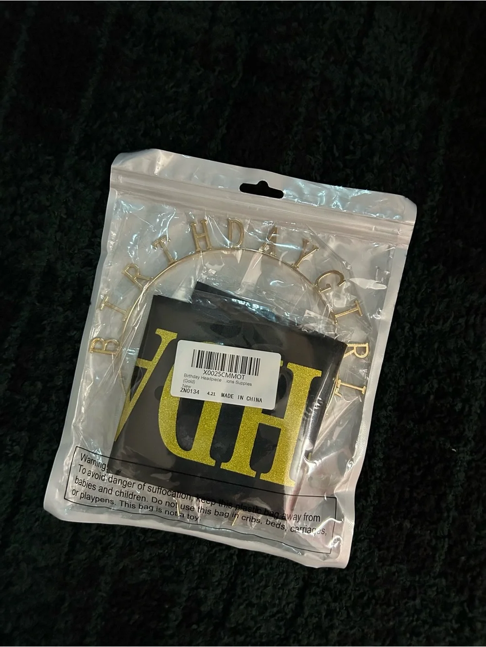 Birthday Girl Headband and Sash Set - Black & Gold